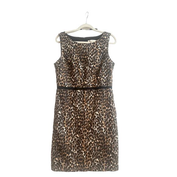 LOFT Dresses & Skirts - Loft Tan and Black Leopard Animal Print Sleeveless Business Mini Dress